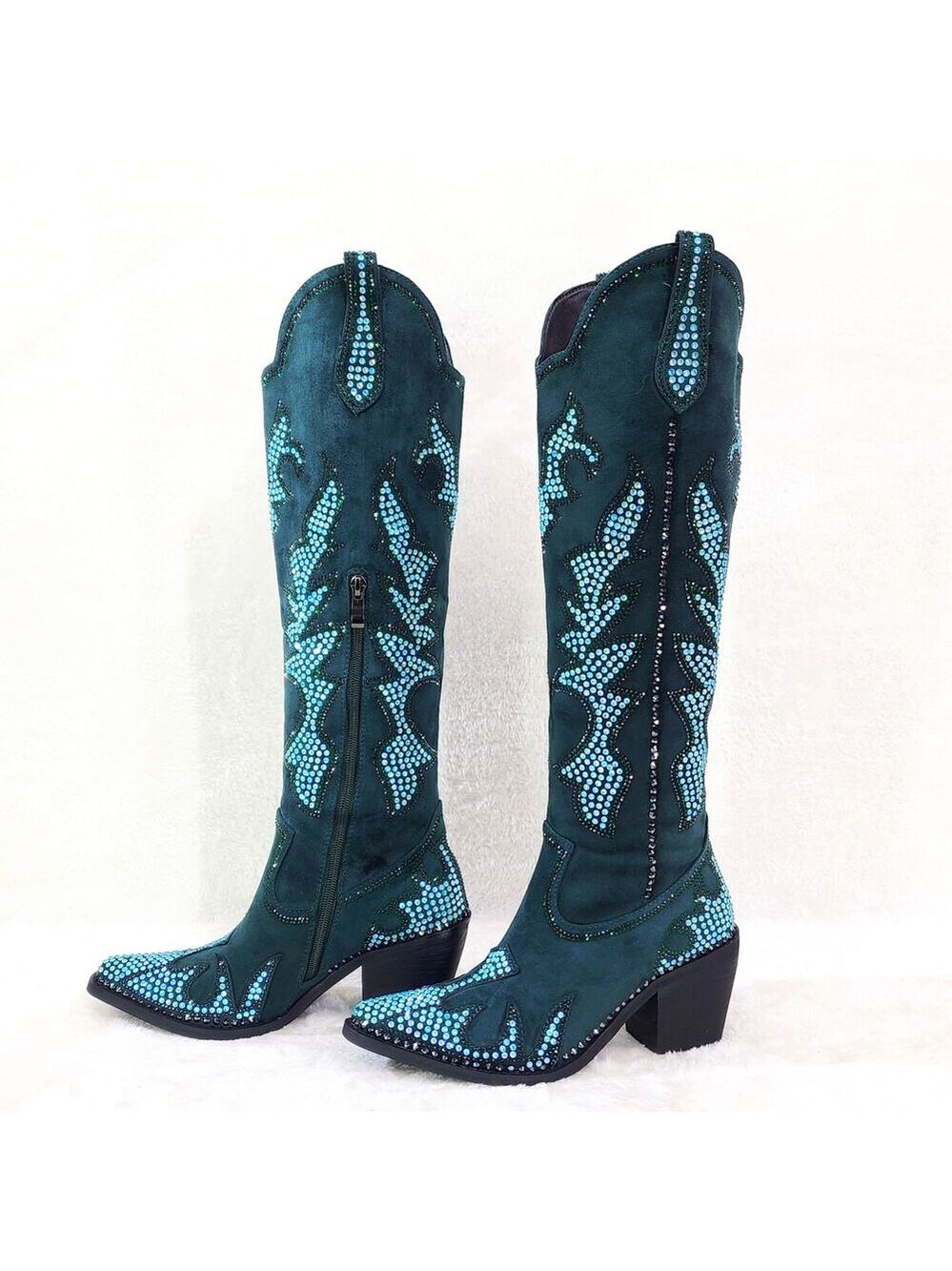 NIB Sparks Country Western Cowgirl Knee Boots Dazzleing Iridescent Rhinestones